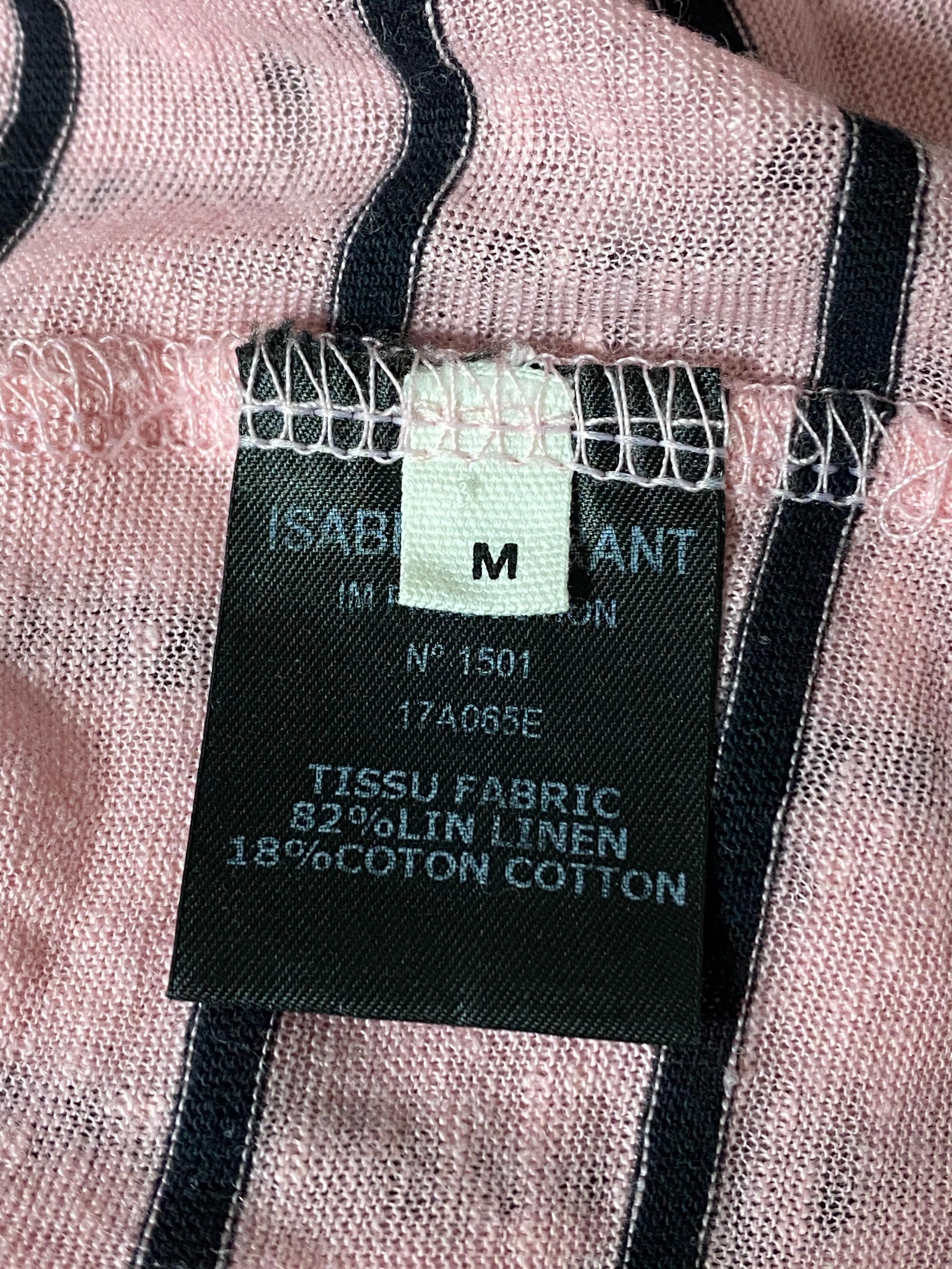 Brown Isabel Marant Etoile Pink Striped T-Shirt, Size M For Sale