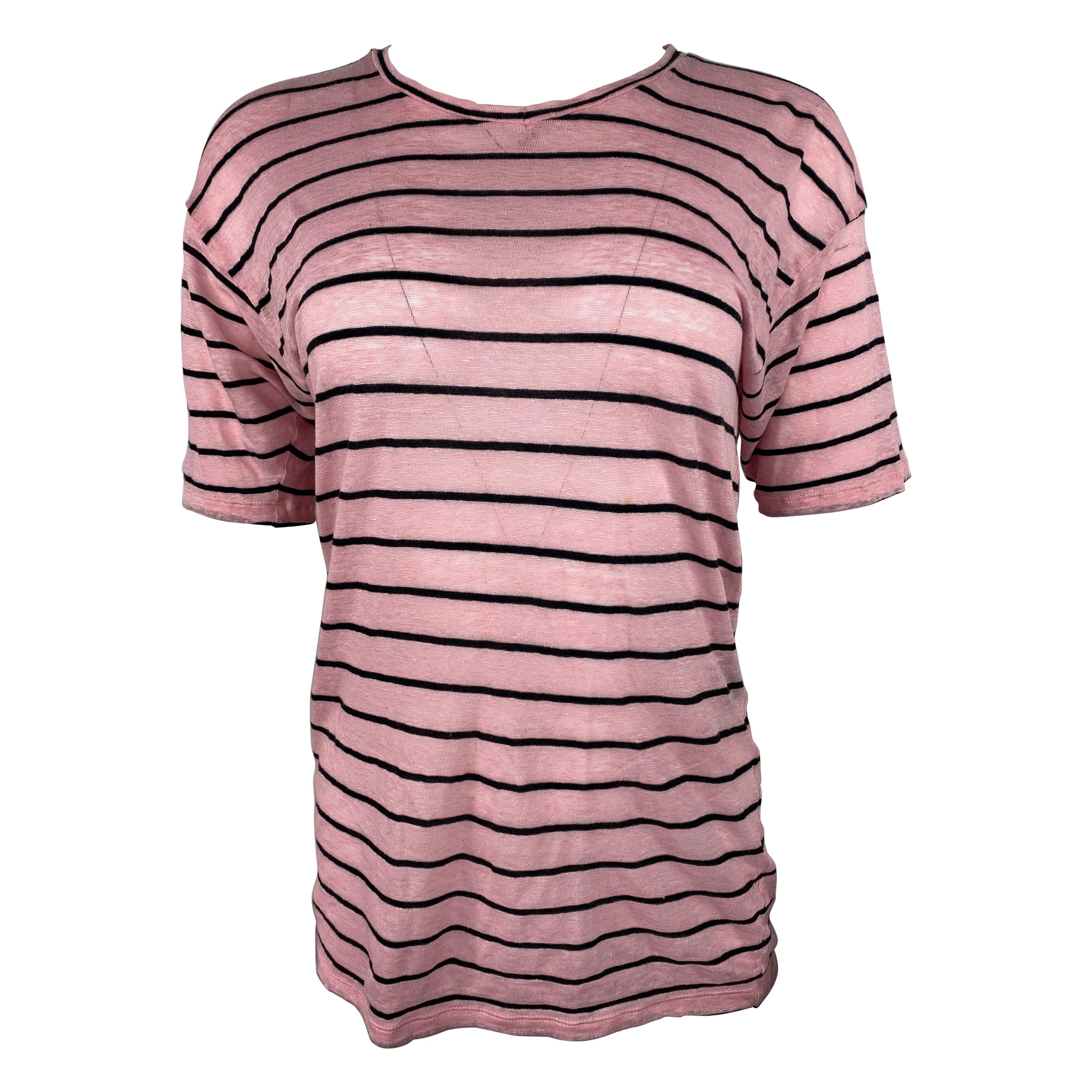 Isabel Marant Etoile Pink Striped T-Shirt, Size M For Sale