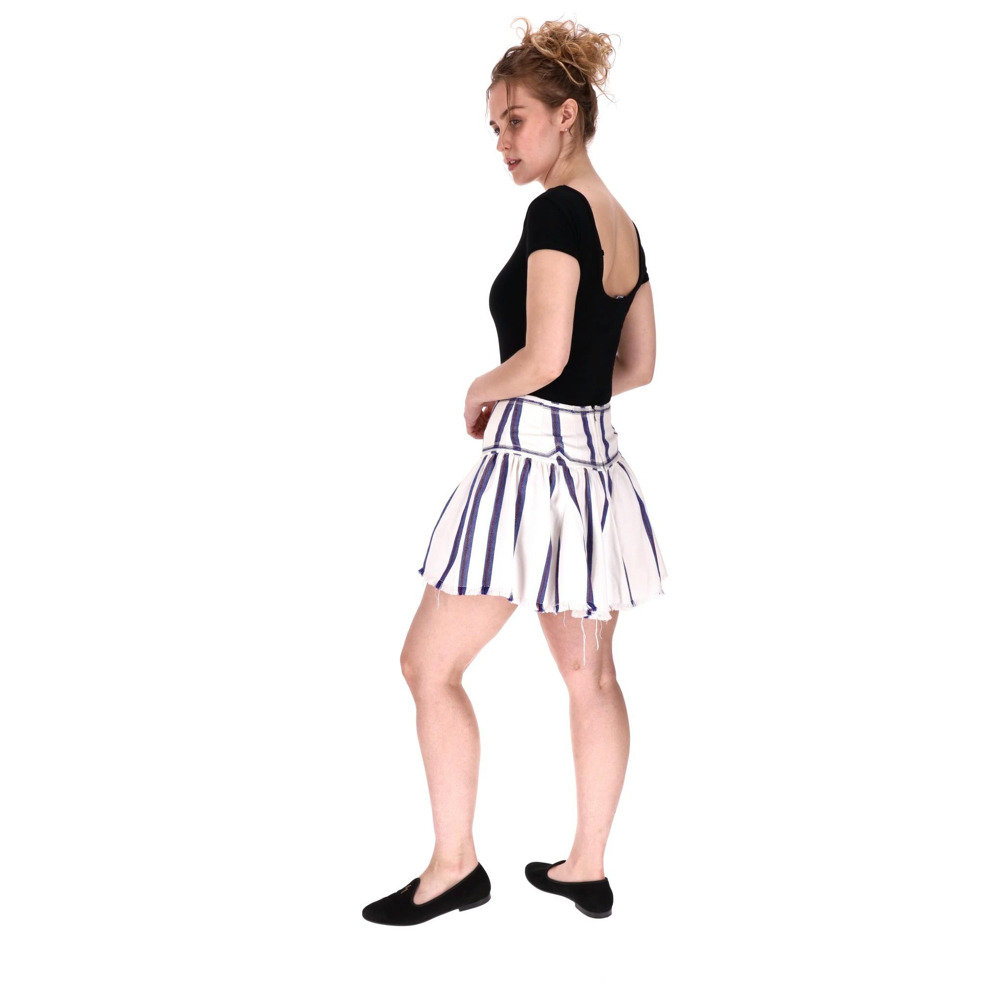Gray Isabel Marant Etoile Pleated Striped Mini Skirt For Sale
