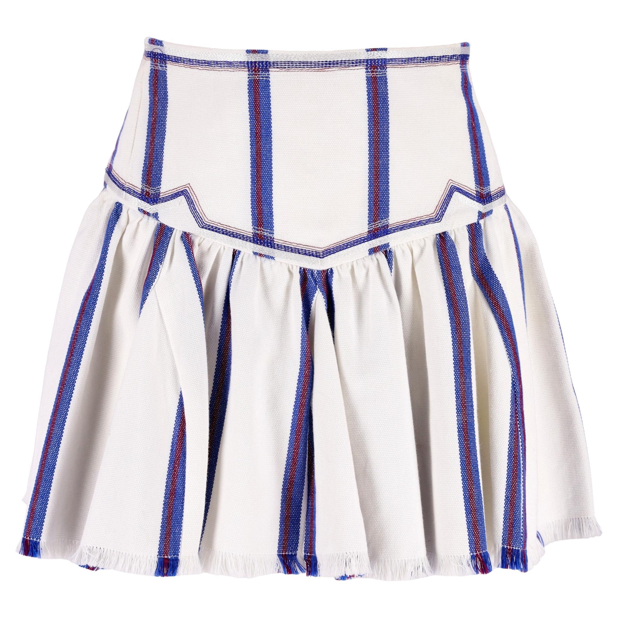 Isabel Marant Etoile Pleated Striped Mini Skirt For Sale