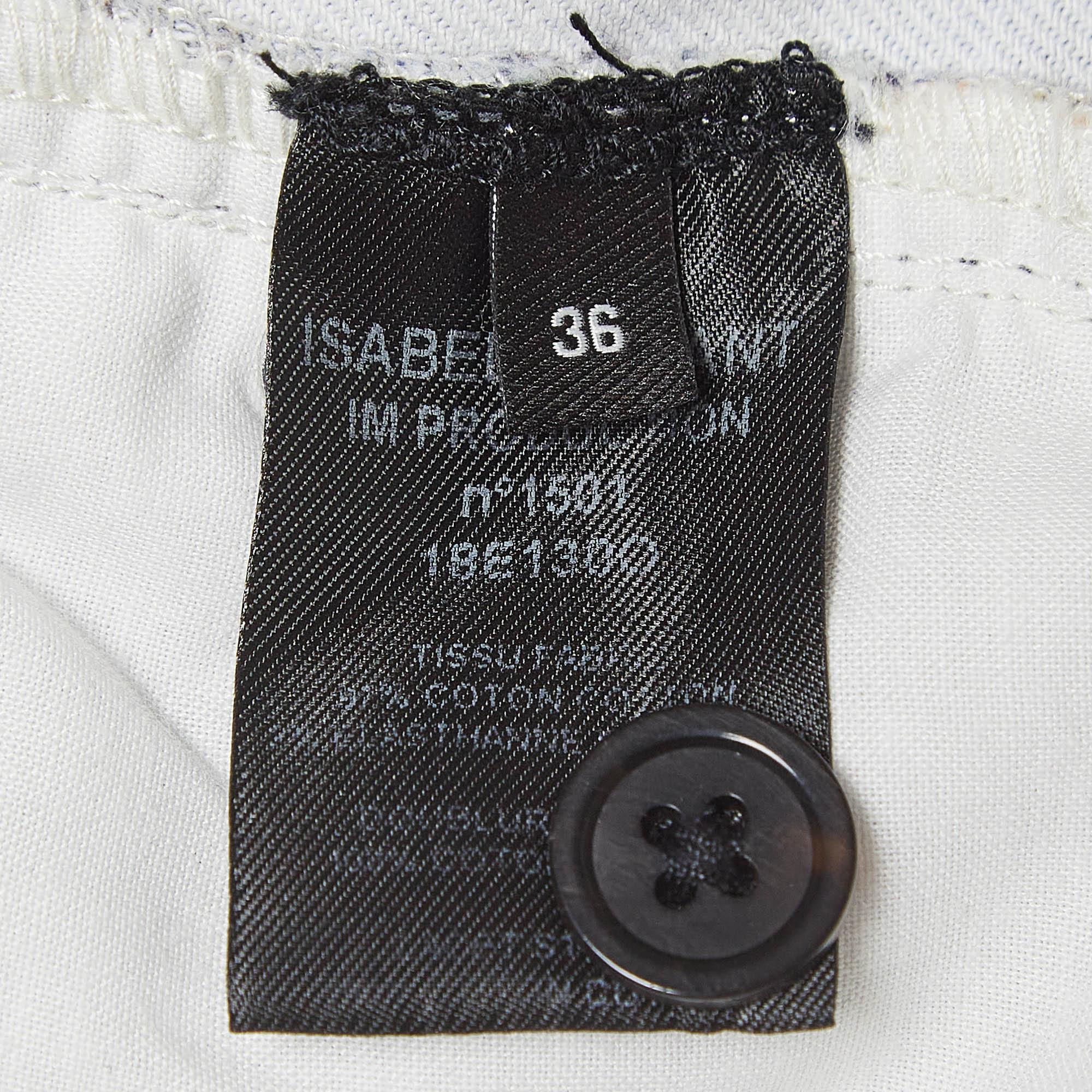 Women's Isabel Marant Etoile Purple Floral Print Cotton Twill Lace-Up Trousers S For Sale