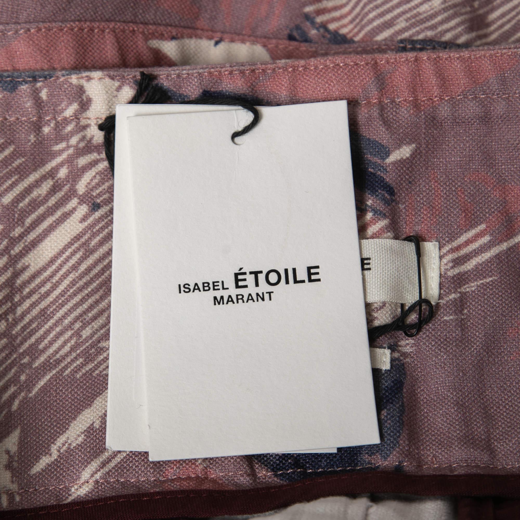 Isabel Marant Etoile Purple Printed Cotton Blend Belted Skirt L For Sale 1