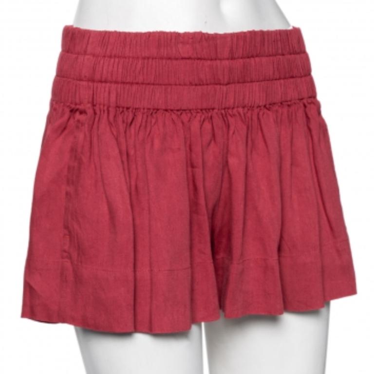 Rouge Isabel Marant Etoile Short rouge en lin mélangé S en vente