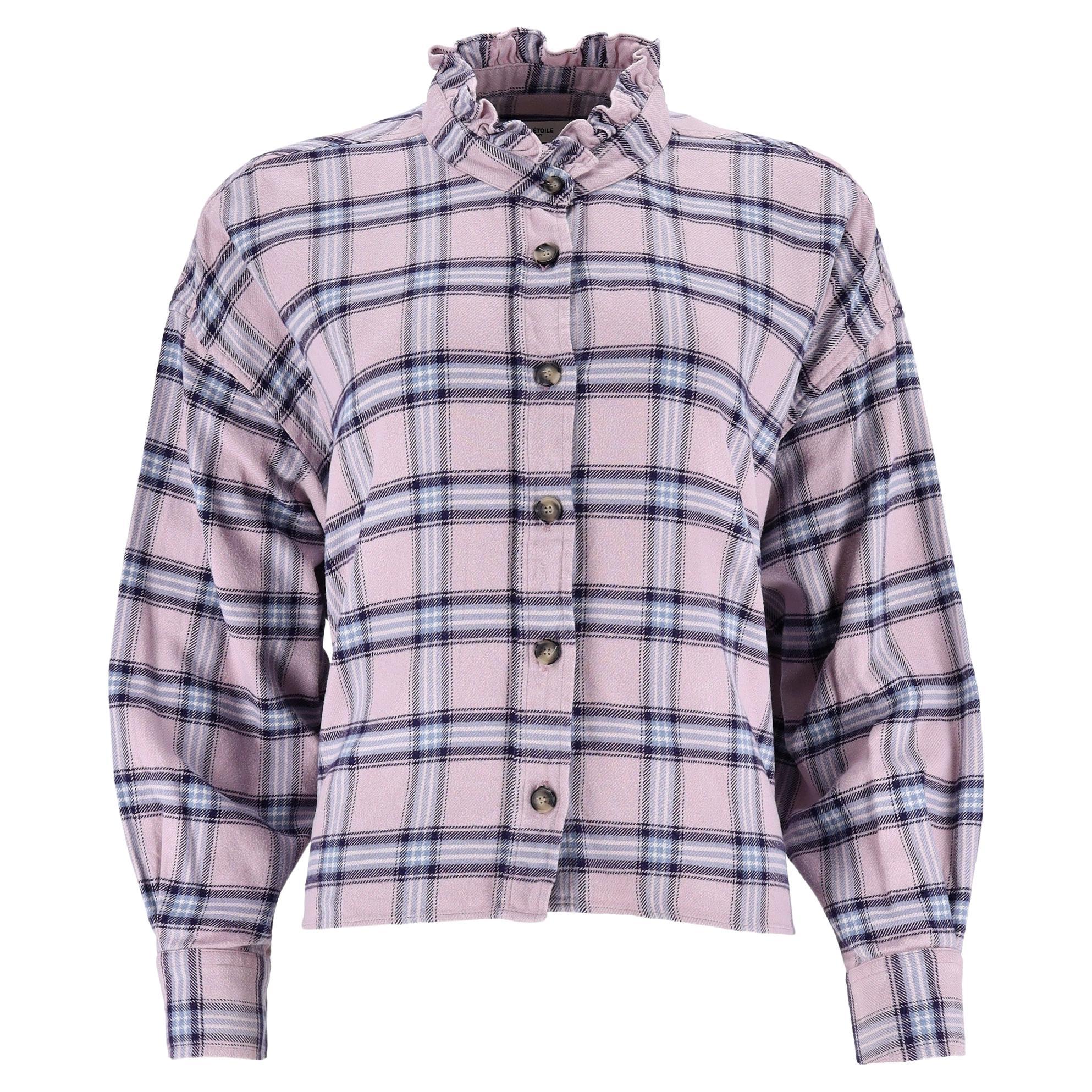 Isabel Marant Etoile Ruffled Checked Cotton Shirt For Sale