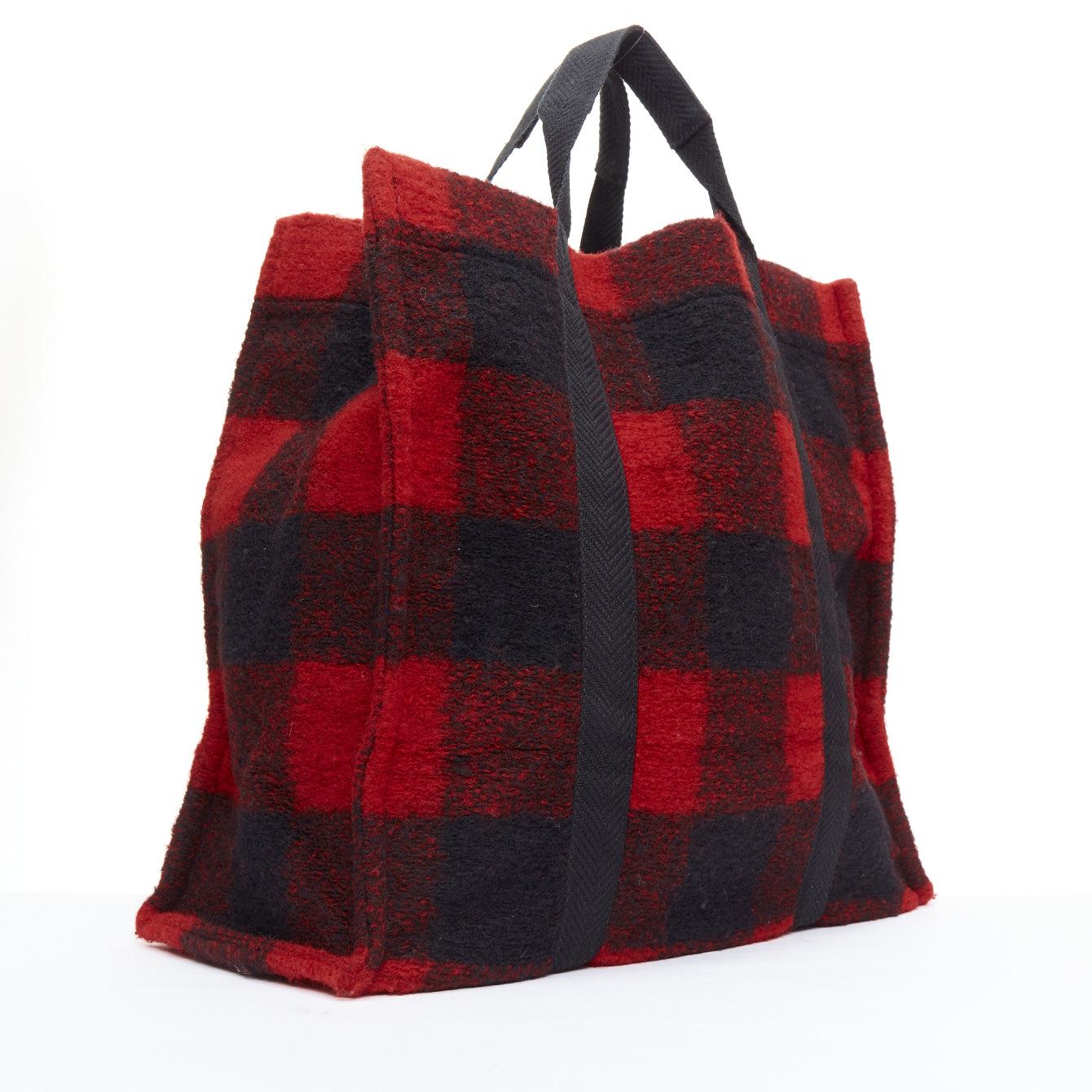 Black ISABEL MARANT ETOILE Rusty red black tartan plaid wool tote bag For Sale