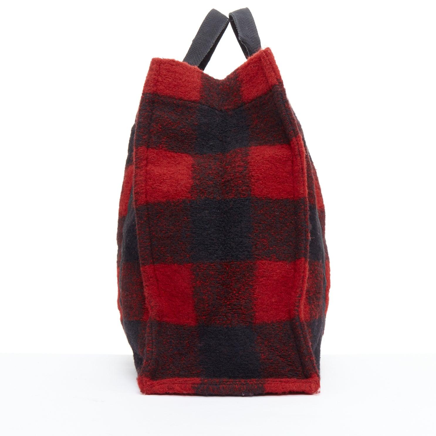 Women's ISABEL MARANT ETOILE Rusty red black tartan plaid wool tote bag For Sale