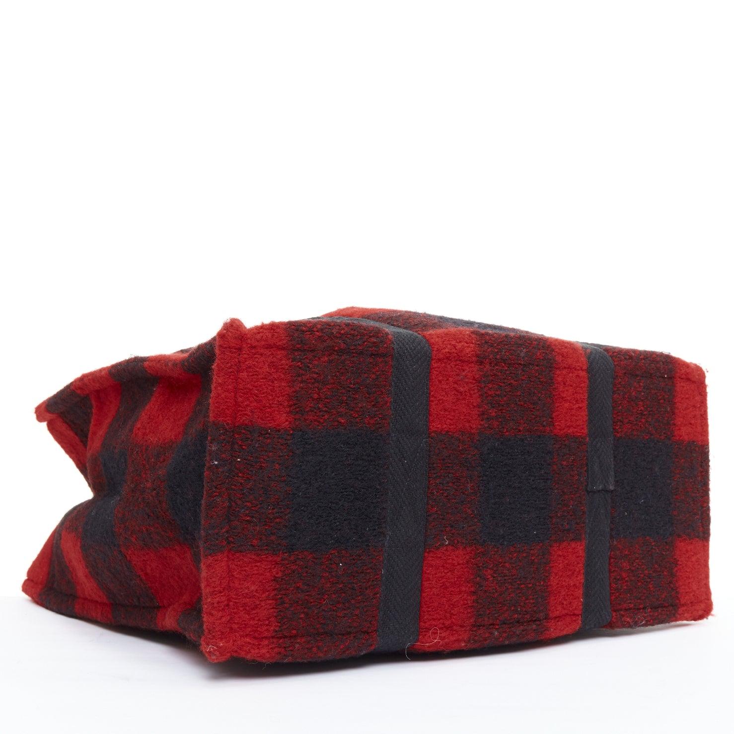 ISABEL MARANT ETOILE Rusty red black tartan plaid wool tote bag For Sale 2