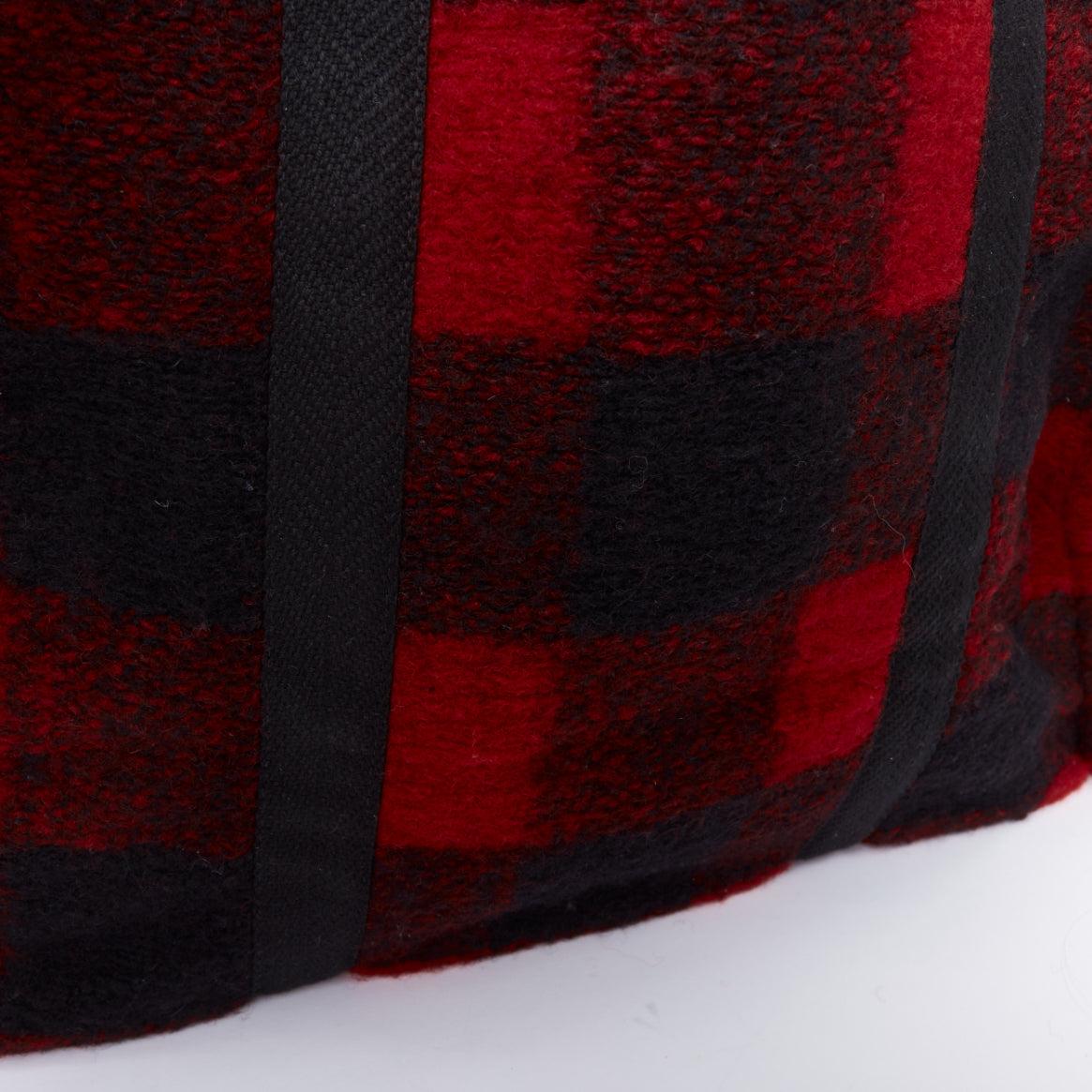 ISABEL MARANT ETOILE Rusty red black tartan plaid wool tote bag For Sale 5