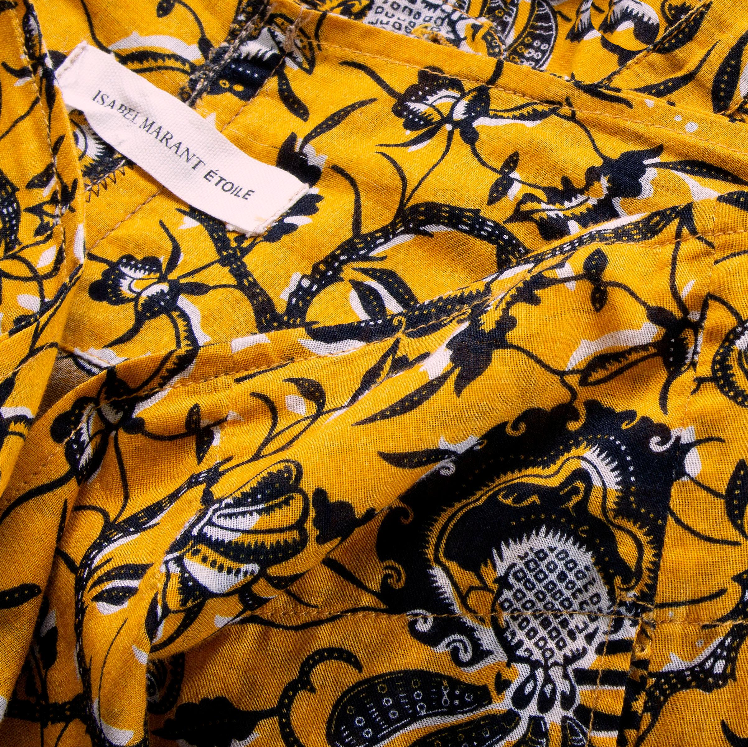 Women's Isabel Marant Etoile - Shorts - Cotton - Yellow, Black + White Floral Print 
