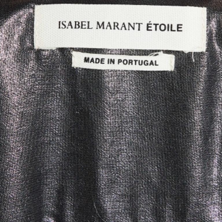 Isabel Marant Etoile Silver Synthetic Asymmetric Button Front Top XS For Sale 1