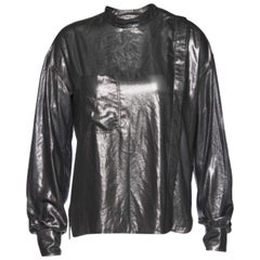 Isabel Marant Etoile Silver Synthétique Asymmetric Button Front Top XS