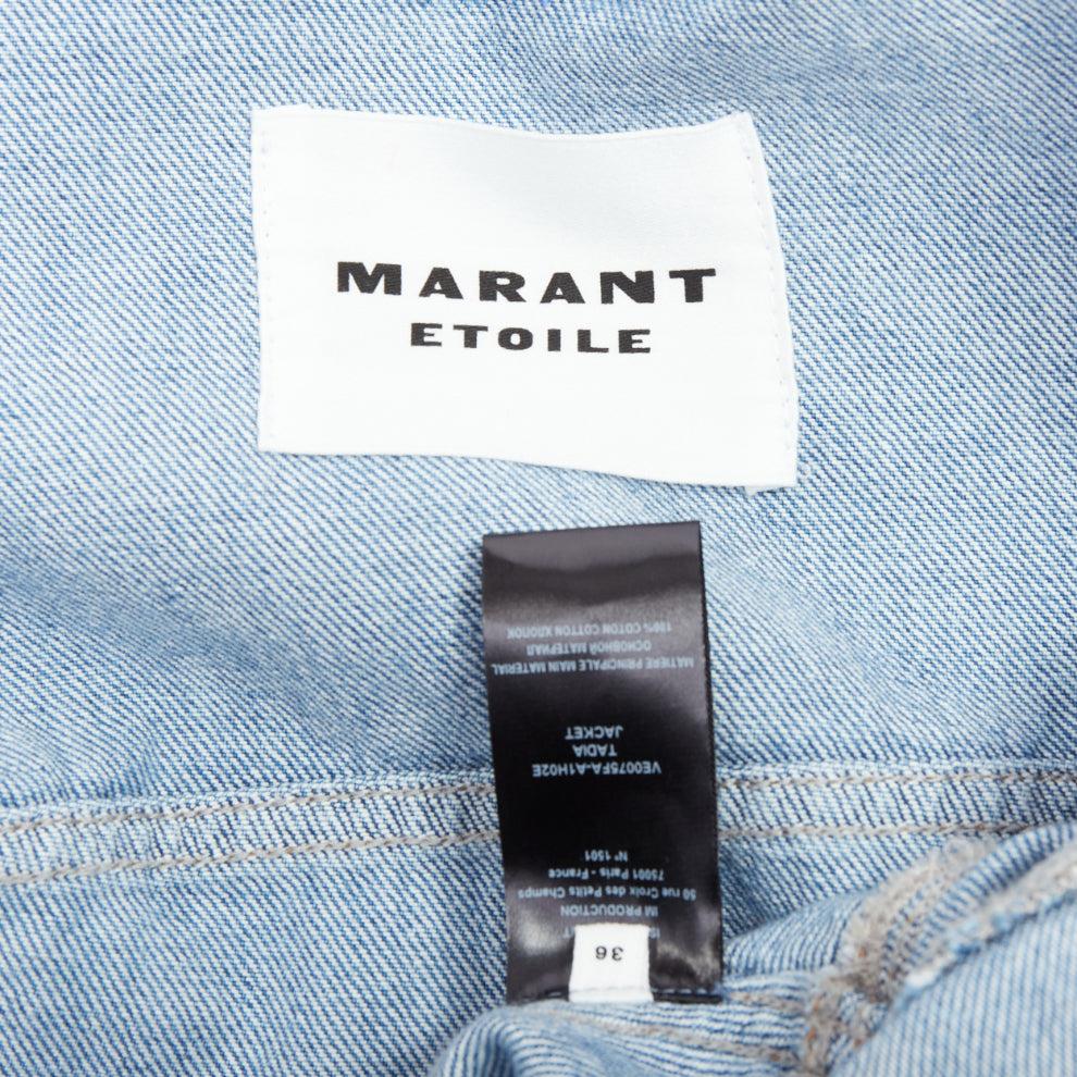 ISABEL MARANT ETOILE Tadia Blaue kastenförmige Jacke aus Denim FR36 S im Angebot 7
