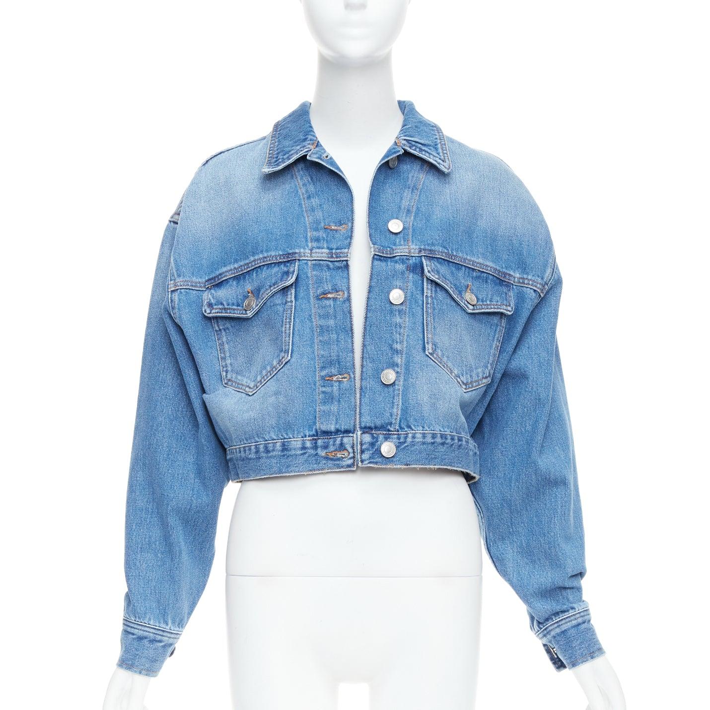 Blue ISABEL MARANT ETOILE Tadia blue denim boxy cropped jacket FR36 S