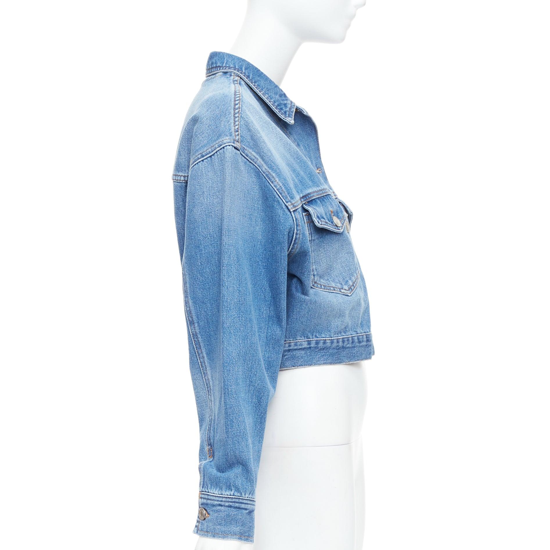 ISABEL MARANT ETOILE Tadia Blaue kastenförmige Jacke aus Denim FR36 S im Angebot 3