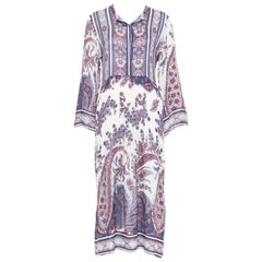 ISABEL MARANT ETOILE Tilda navy white boho print sheer kaftan dress Sz1