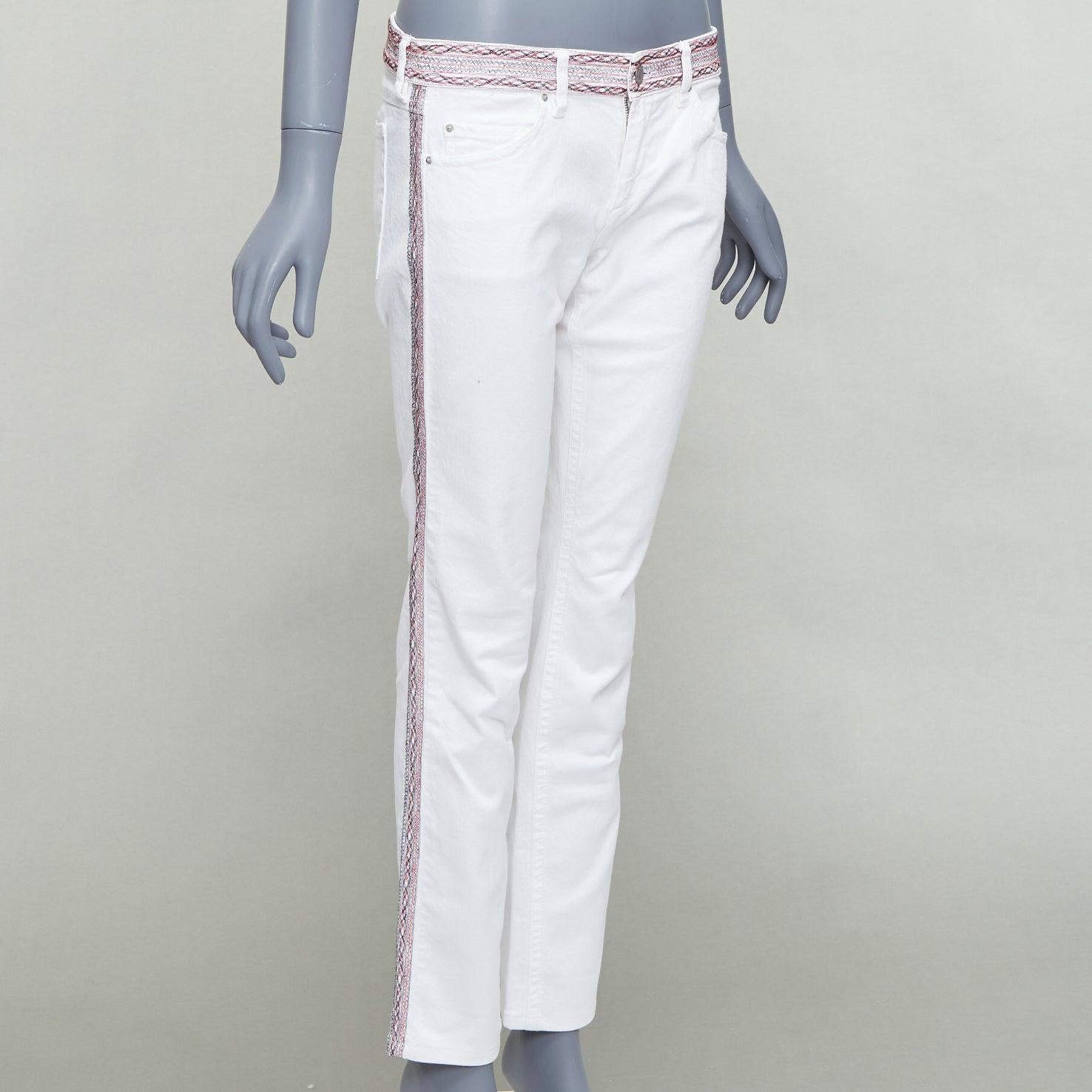 Gray ISABEL MARANT ETOILE white denim red black stitch detail jeans FR38 M For Sale