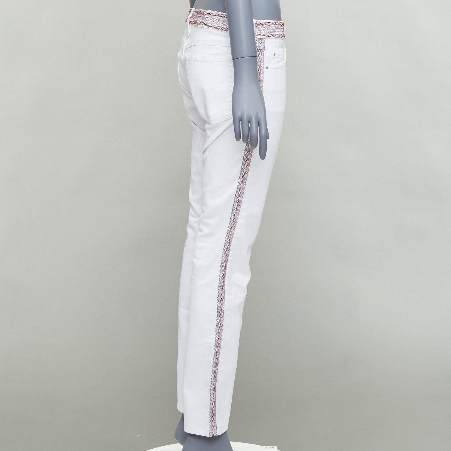 Women's ISABEL MARANT ETOILE white denim red black stitch detail jeans FR38 M For Sale