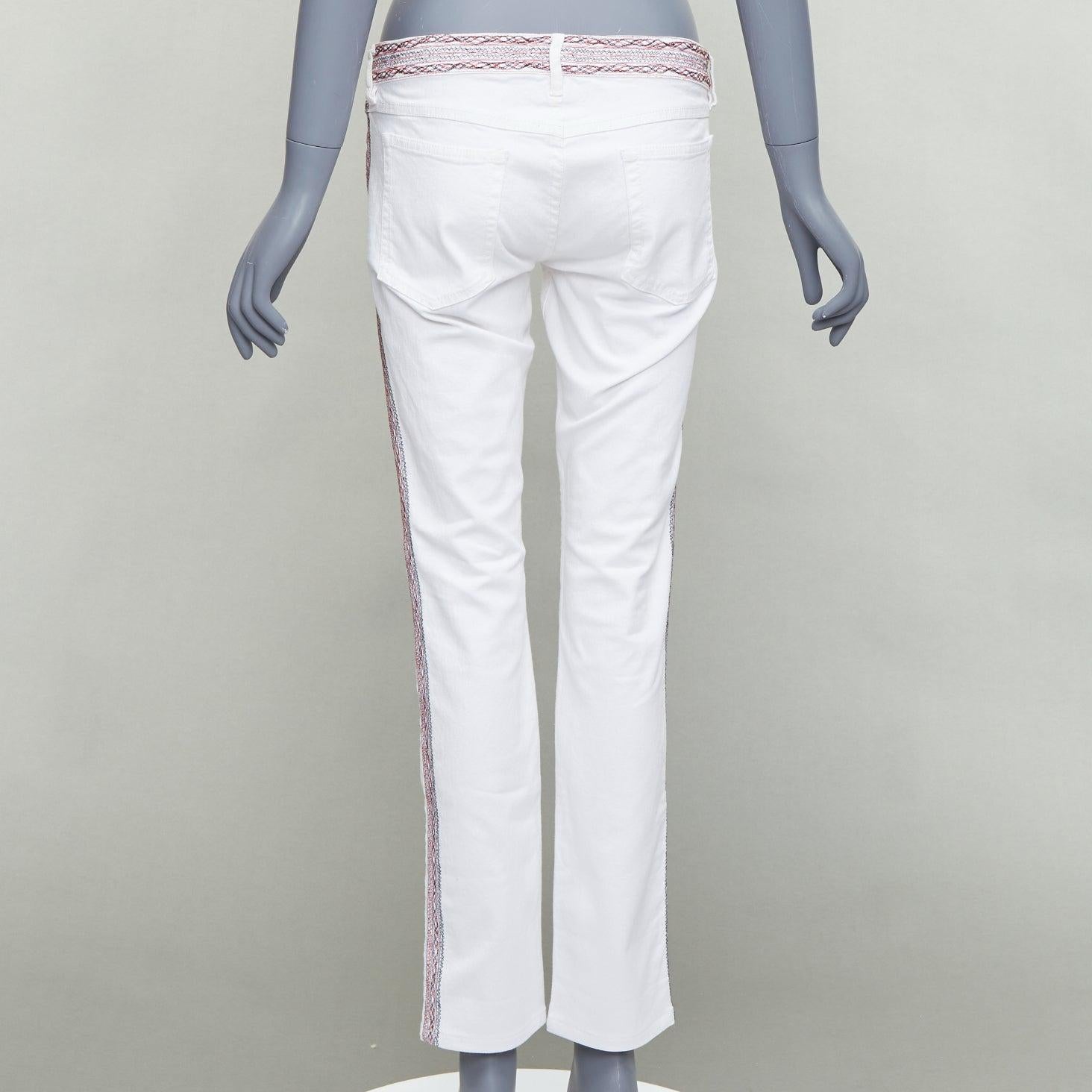 ISABEL MARANT ETOILE white denim red black stitch detail jeans FR38 M For Sale 1