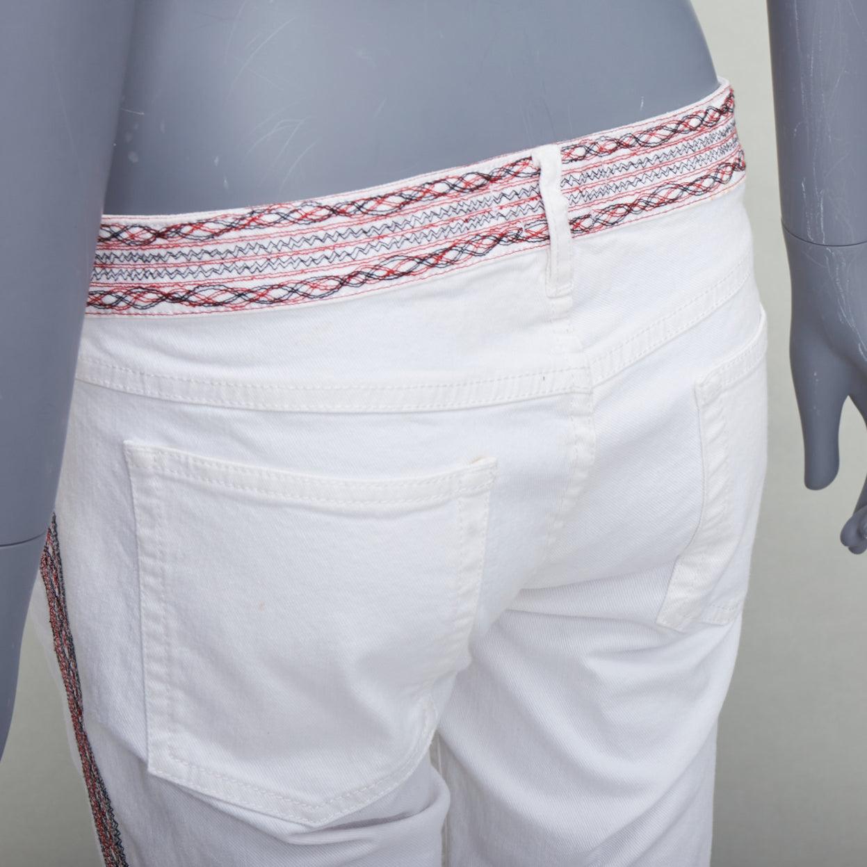 ISABEL MARANT ETOILE white denim red black stitch detail jeans FR38 M For Sale 3
