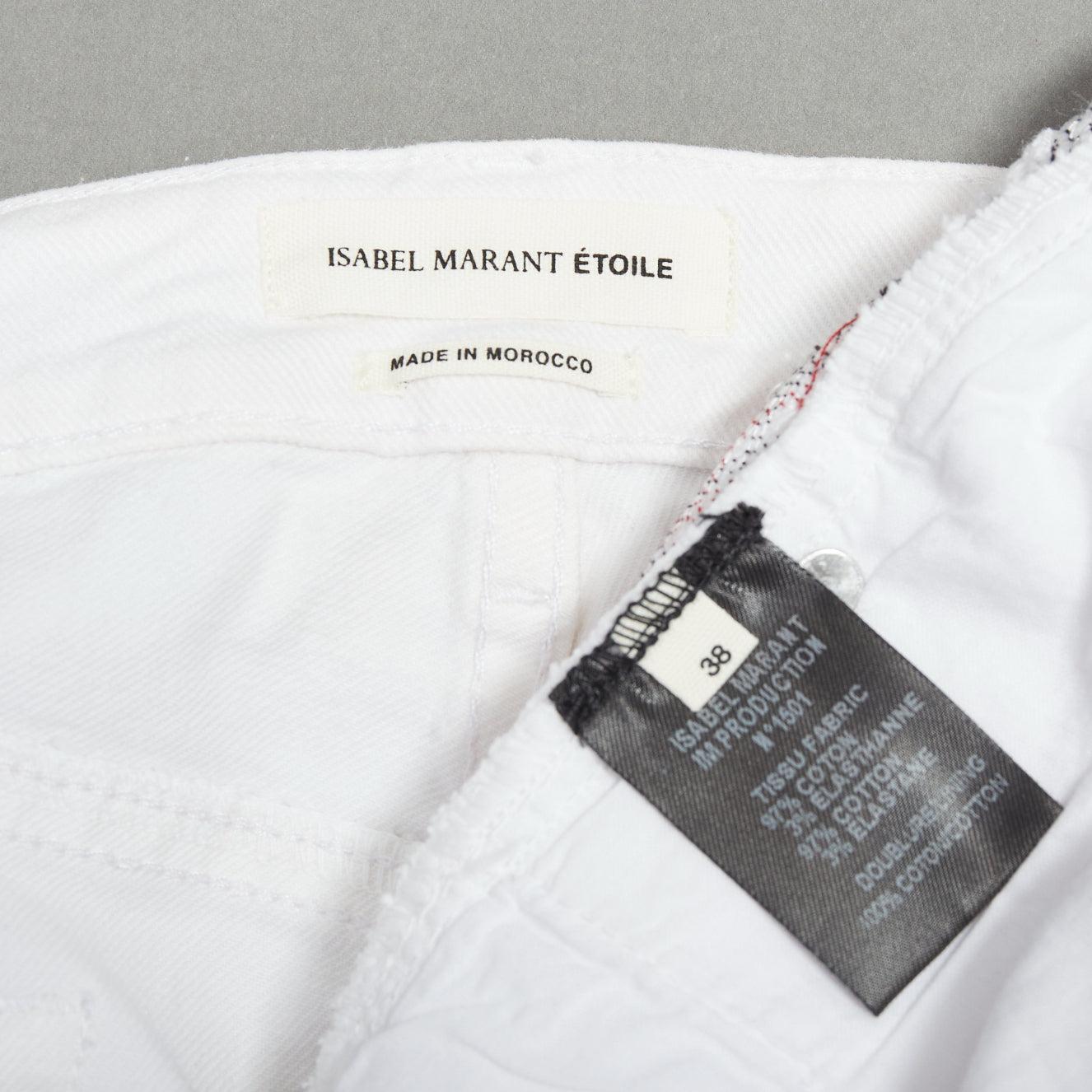 ISABEL MARANT ETOILE white denim red black stitch detail jeans FR38 M For Sale 4