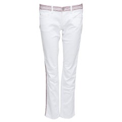 ISABEL MARANT ETOILE vaqueros denim blanco rojo negro con detalle de pespuntes FR38 M