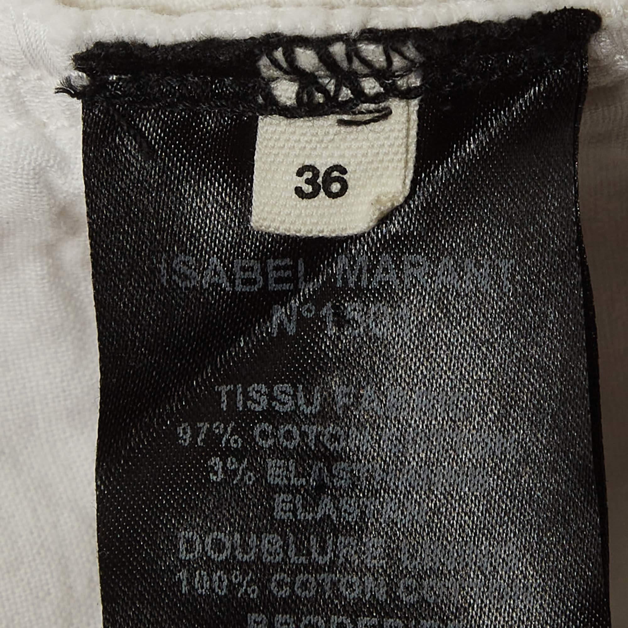 Women's Isabel Marant Etoile White Embroidered Denim Slim Fit Jeans S For Sale
