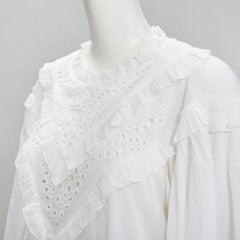 ISABEL MARANT ETOILE vestido boho de viscosa blanca con cuello de volante FR40 M