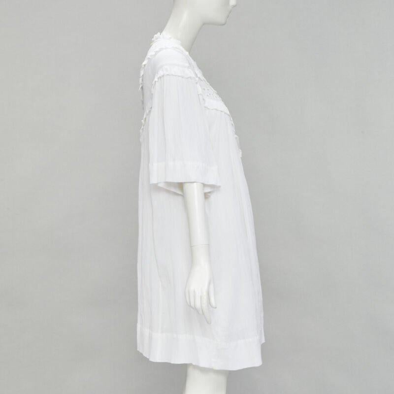 Women's ISABEL MARANT ETOILE white viscose eyelet ruffle collar boho dress FR40 M For Sale