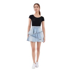 Isabel Marant Etolie Cotton Denim Ruffle Skirt