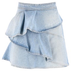 Isabel Marant Etolie Cotton Denim Ruffle Skirt