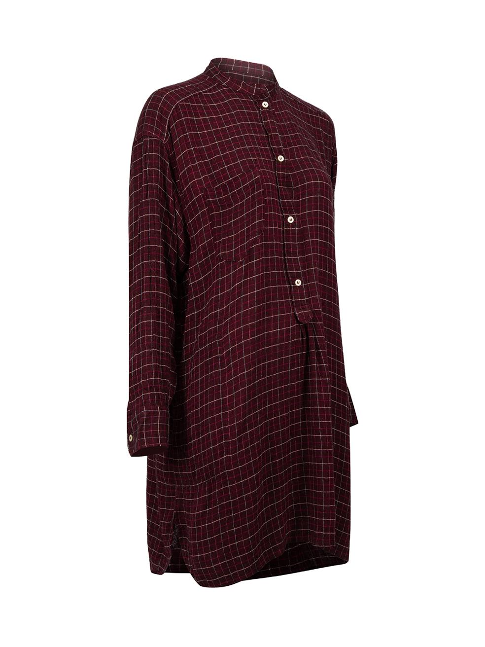 CONDITION is Very good. Hardly any visible wear to dress is evident on this used Isabel Marant Étoile designer resale item. 



Details


Burgundy

Viscose

Mini shirt dress

Checkered pattern

V neckline

Front 1/3 button up closure

Buttoned