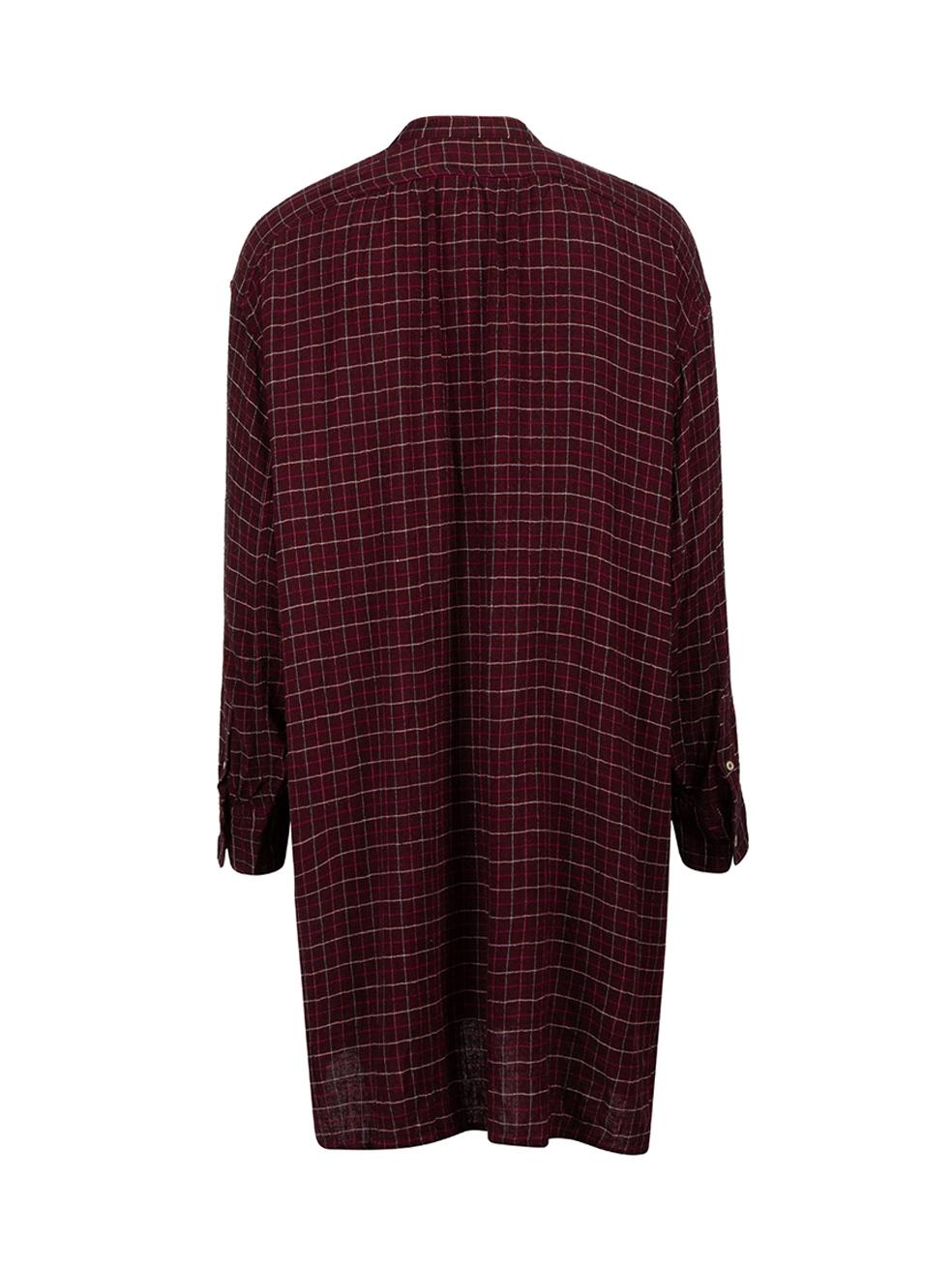 Isabel Marant Étoile Burgundy Check Print Shirt Mini Dress Size M In Good Condition For Sale In London, GB