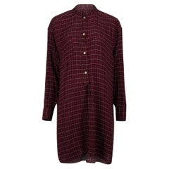 Isabel Marant Étoile Burgundy Check Print Shirt Mini Dress Size M