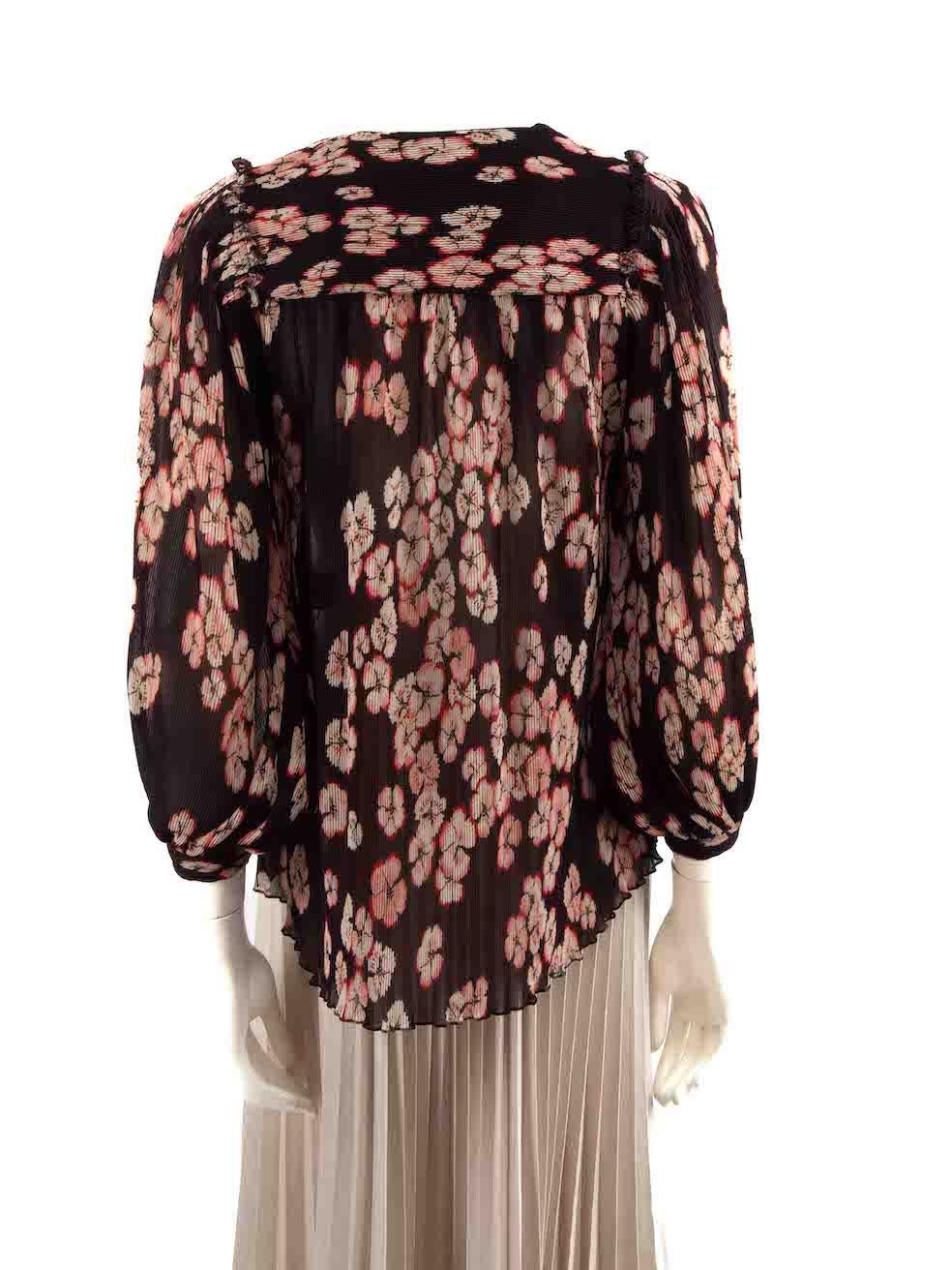 Isabel Marant Mini-Plissee-Bluse mit Blumenmuster, Größe S im Zustand „Gut“ im Angebot in London, GB
