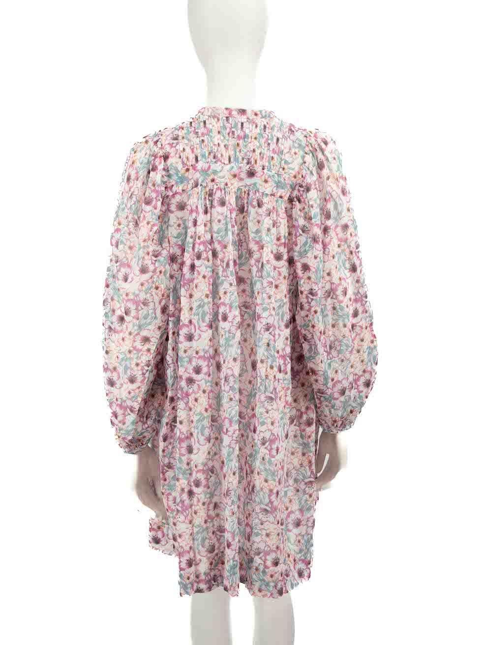 Isabel Marant Floral Print Puff Sleeves Dress Size S In Excellent Condition For Sale In London, GB