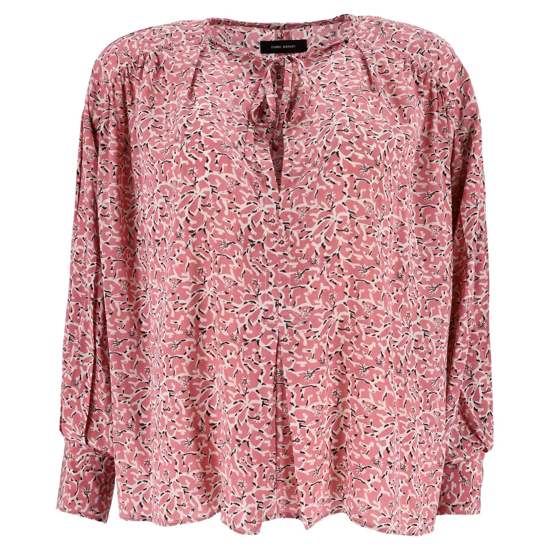 Isabel Marant Floral Print Silk Top For Sale