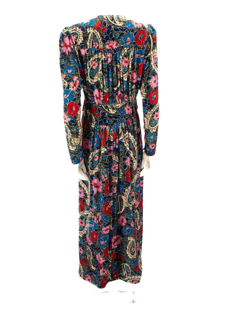Isabel Marant Floral Velvet Moyranid Midi Dress Size L In Good Condition For Sale In London, GB