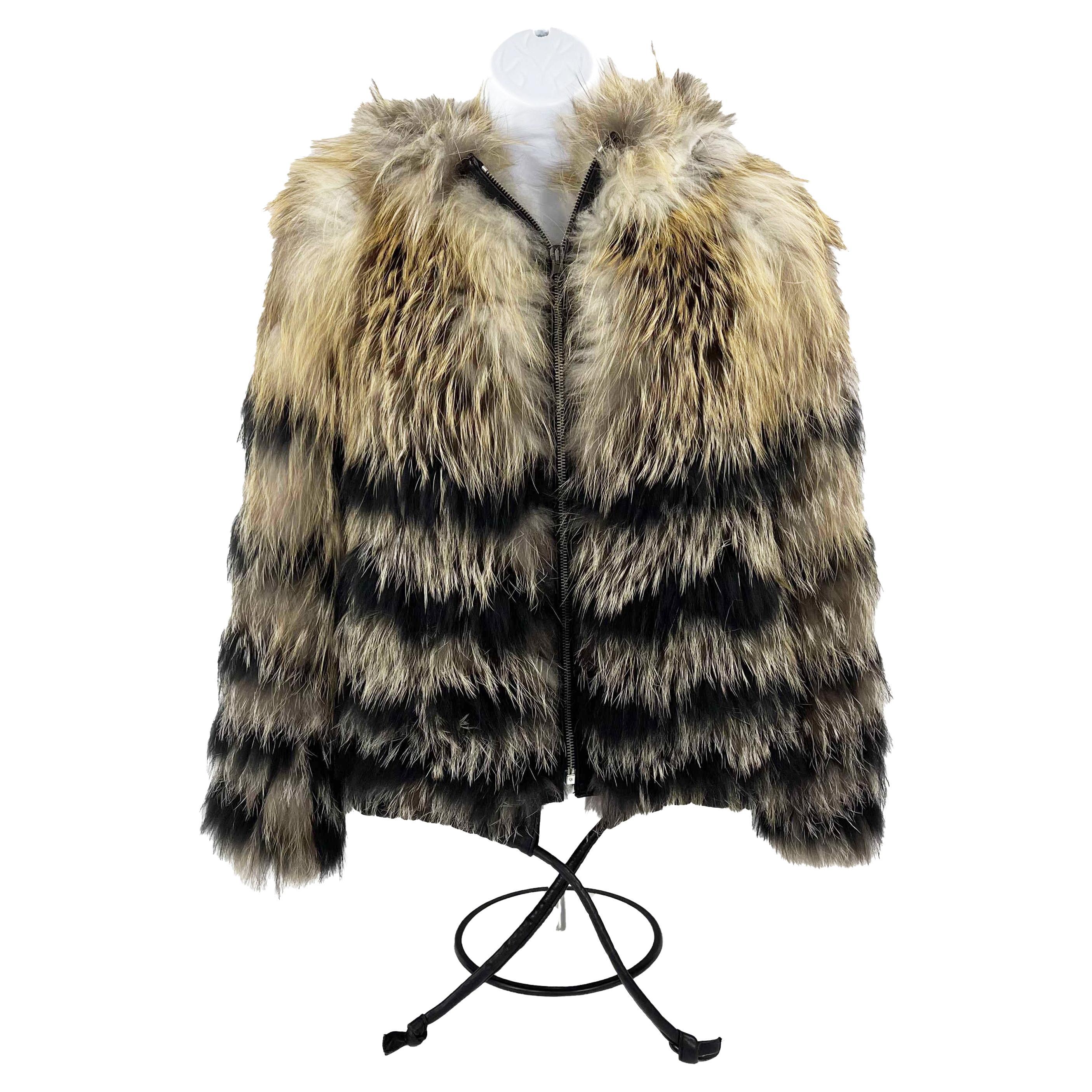LOUIS VUITTON Tweed Mink fur Coat 38 Authentic Women Used