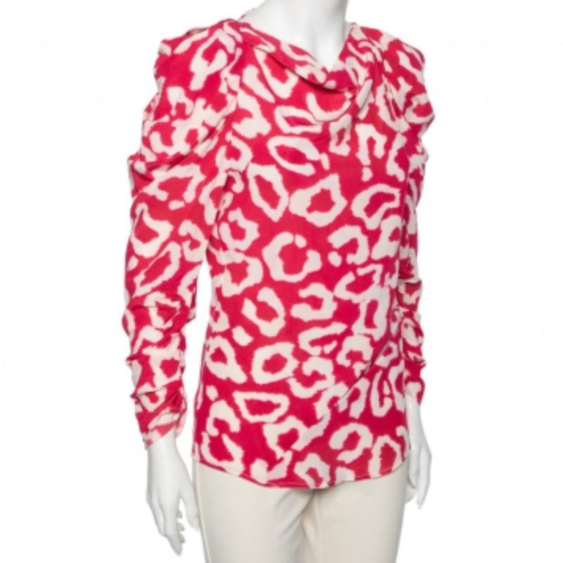 Chemisier Claire drapé Isabel Marant en crêpe de Chine imprimé fuchsia M Pour femmes en vente