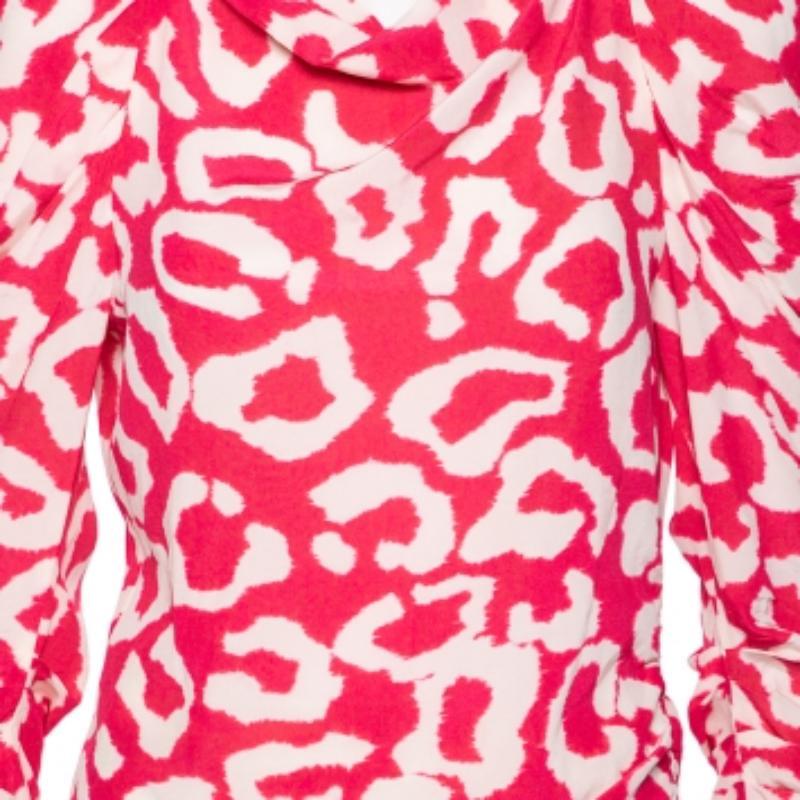 Chemisier Claire drapé Isabel Marant en crêpe de Chine imprimé fuchsia M en vente 2