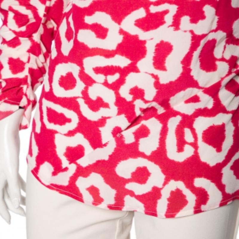 Chemisier Claire drapé Isabel Marant en crêpe de Chine imprimé fuchsia M en vente 3