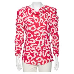 Isabel Marant Fuchsia Printed Crepe De Chine Draped Claire Blouse M