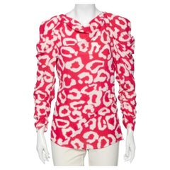 Chemisier Claire drapé Isabel Marant en crêpe de Chine imprimé fuchsia M