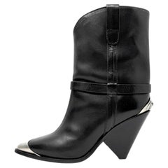 Isabel Marant FW 2018 Runway Lamsy Boots Black Leather Western Ankle Boots 40