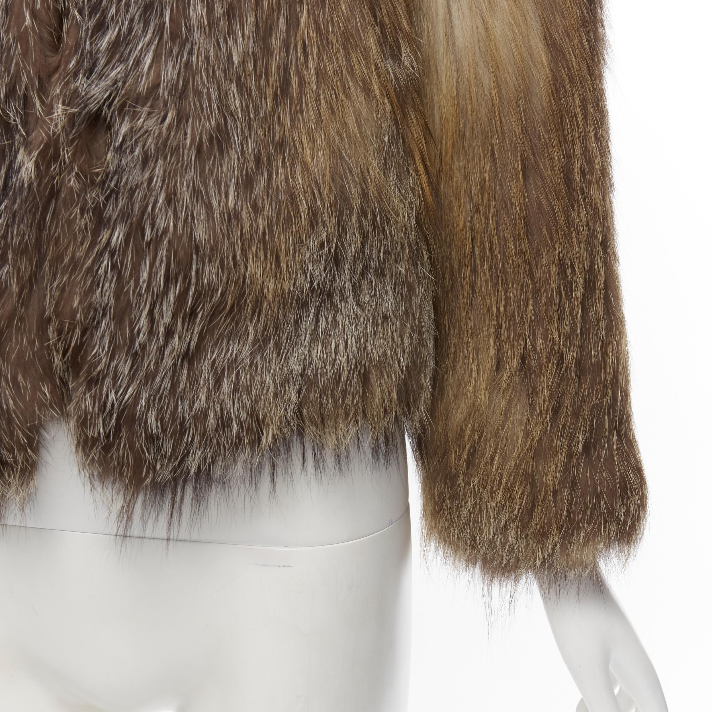 ISABEL MARANT genuine fur brown round neck long sleeves winter jacket Sz 1 S 7