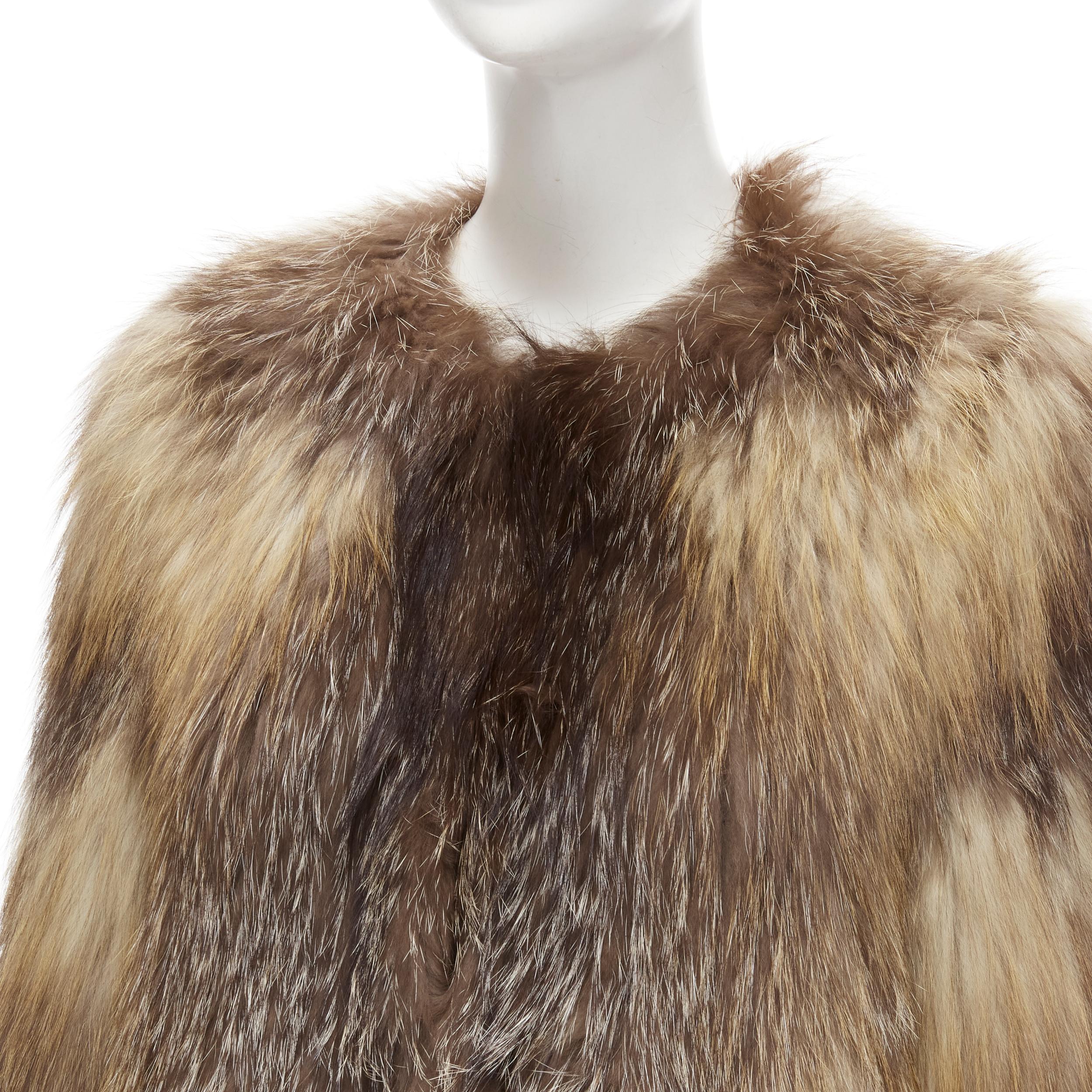 ISABEL MARANT genuine fur brown round neck long sleeves winter jacket Sz 1 S 6