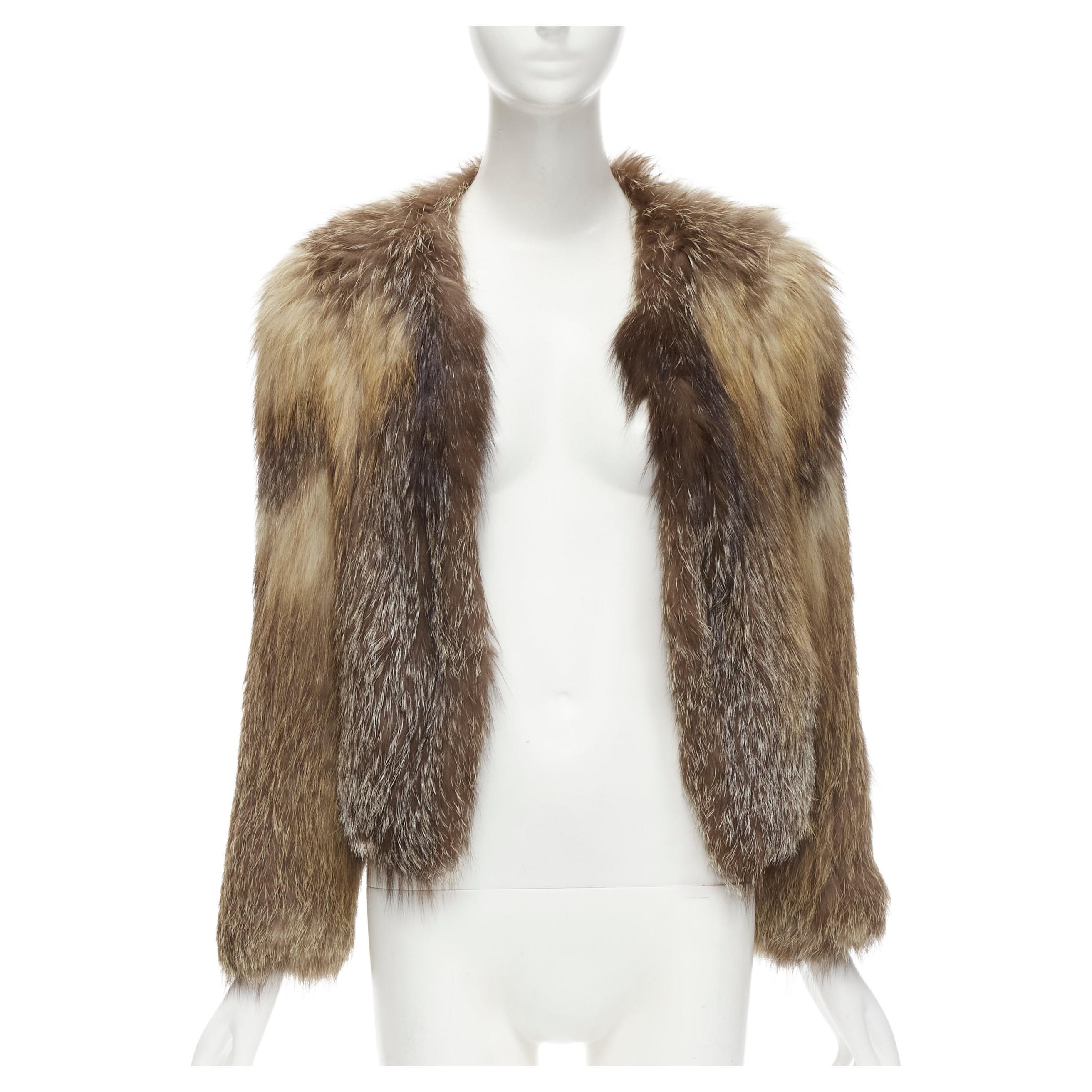 ISABEL MARANT genuine fur brown round neck long sleeves winter jacket Sz 1 S