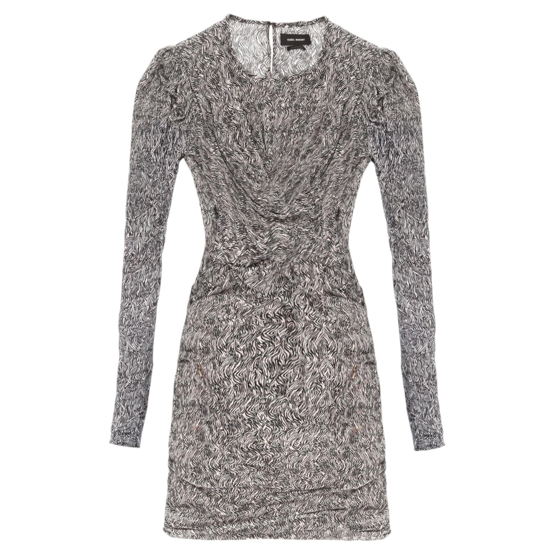 Isabel Marant Ghita Ruched Zebra Print Mini Dress For Sale