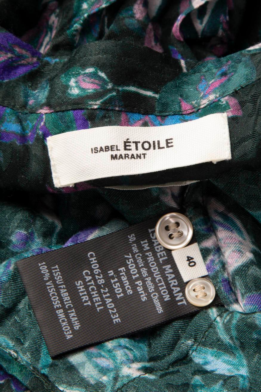 Isabel Marant Green Floral Print Shirt Size L For Sale 5