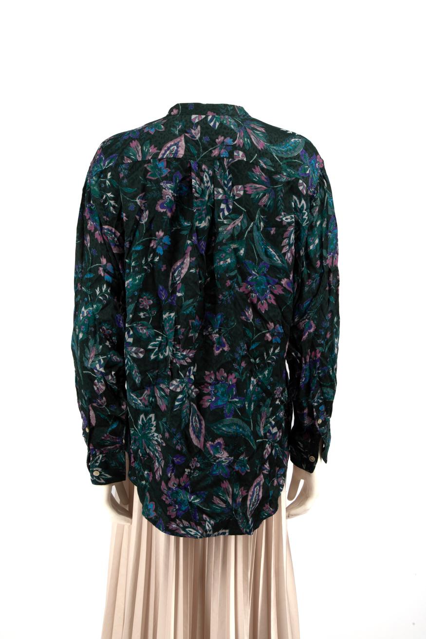Black Isabel Marant Green Floral Print Shirt Size L For Sale
